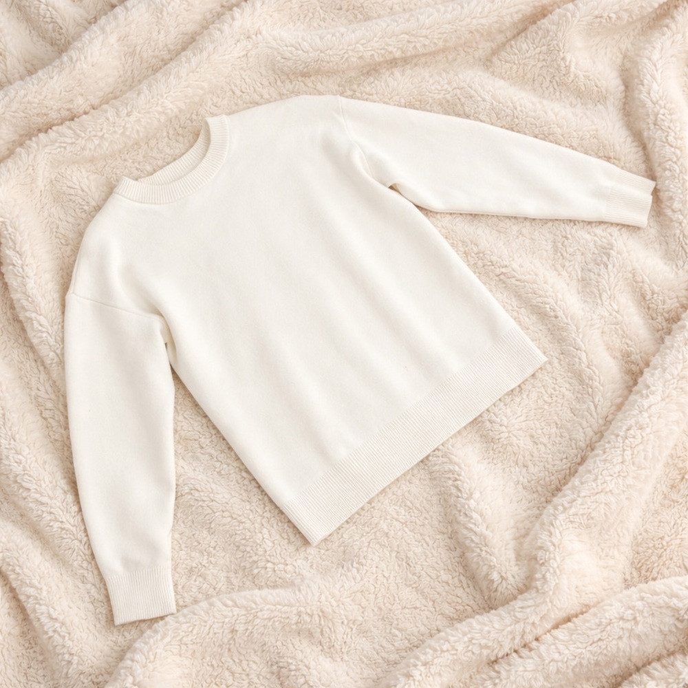 Zara Cream Knit Sweater Size Medium – Classic Crewneck – Excellent Condition